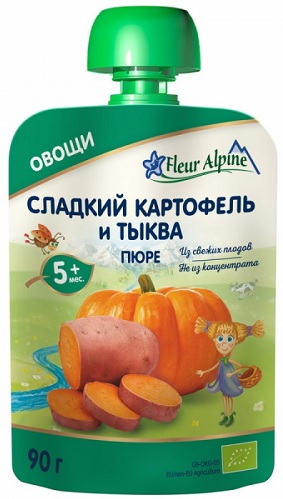 Fleur Alpine Пюре Сладкий картофель тыква 90г с 5 мес