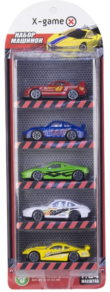 Набор машинок металлических X-Game Kids XGCM5A Спорткары 5шт