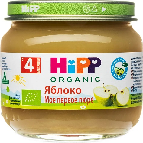 Хипп Органик Пюре Яблоко 80г стекло Hipp