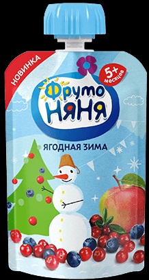 ФрутоНяня Пюре Ягодная зима ябл.черн.клюк.мал. 90г