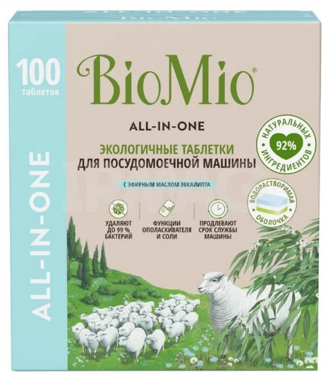Bio Mio Таблетки для посудомоечной машины All-in-One Эвкалипт 100таб.