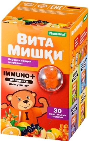 Вита Мишки IMMUNO+ пастилки жев. №30 ( облепиха ) витамины для детей