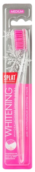 Зубная щетка SPLAT Whitening Medium с ионами серебра розовая