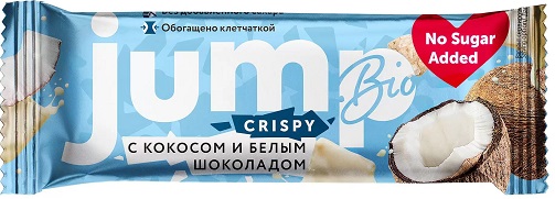 Батончик глазированный JUMPBIO 40гр Белый шоколад Кокос