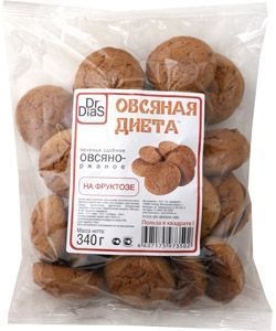 Dr.Dias Печенье Овсяно-ржаное сдобное 340г на фруктозе