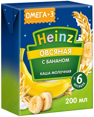 Хайнц Кашка мол. Овсяная Банан жид. 0,2л т/пак