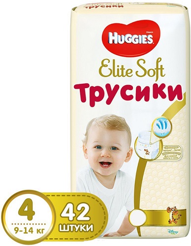 Трусики-подгузники для детей HUGGIES ELITE SOFT №4 (9-14кг) 42шт