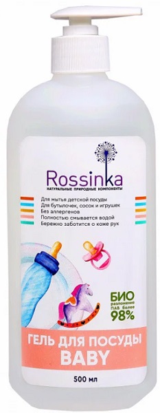 Гель для мытья детской посуды Baby 0+ ROSSINKA 500 мл