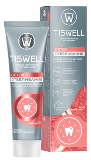Зубная паста TISWELL Отбеливание энзимная с каолином Со вкусом грейпфрута 110 г