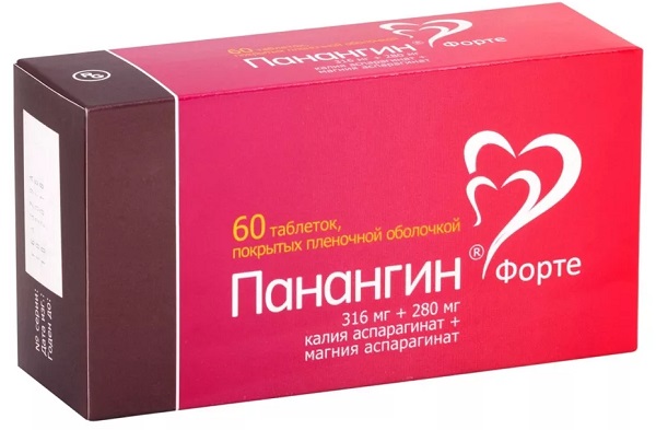 Панангин Форте таб. 280 мг/316 мг №60 (магния аспарагинат 280 + 316 мг калия аспарагинат) (Упаковка)