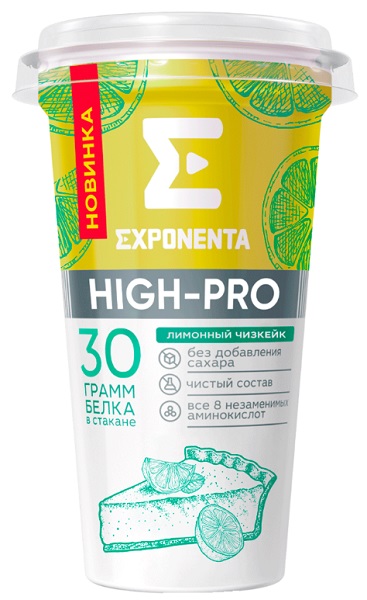 Напиток кисломолочный Exponenta High-Pro Лимонный чизкейк 250 г