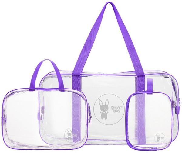 Сумка в роддом комплект 3шт ROXY KIDS фиолетовый арт.RKB-003