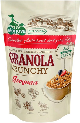Bionova Granola Мюсли хруст.запеченые Ягодные 400г
