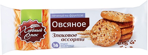 Хлебный Спас Печенье Овсяное Злаковое ассорти 250г на фруктозе 