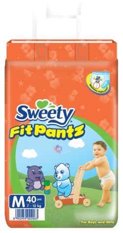 Трусики-подгузники для детей SWEETY Fit Pantz M40 (7-12 кг) 40шт