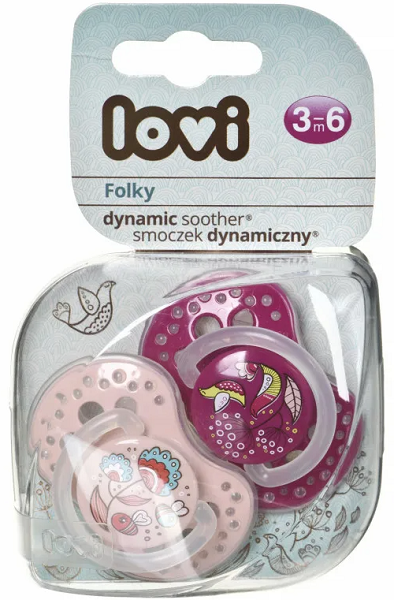 Пустышка силиконовая 2шт 3м+ LOVI Folky арт.22/842 для девочек