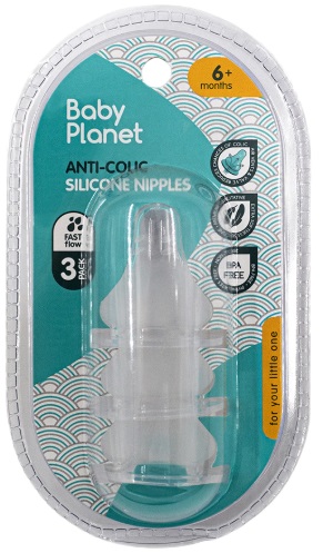 Набор антиколиковых сосок 6м+ 3шт BABY PLANET арт.8487/3