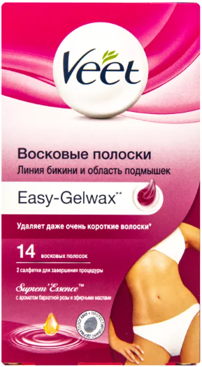 Veet Восковые полоски для чувствительной кожи бикини и подмышек 14 шт