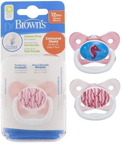 Соска-Пустышка Силиконовая DrBROWNS 12м+ ( 1 шт ) PV31304 Pink PreVent