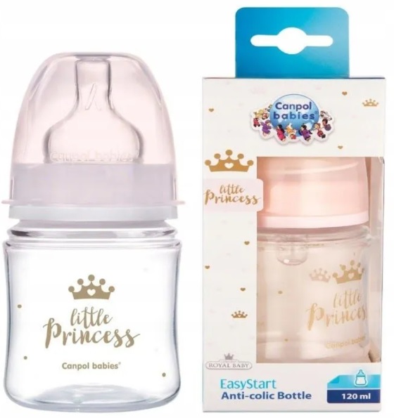 Бутылочка пластиковая CANPOL BABIES с ш/г Соска Силиконовая 120 мл 0м Royal Baby арт.35/233 pink