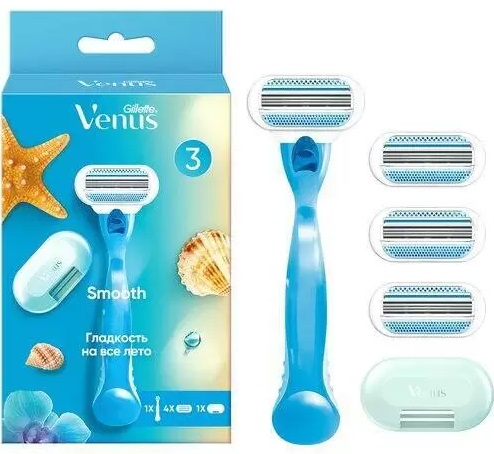 Станок бритвенный GILLETTE Venus Smooth (3кассеты) и чехол для хранения