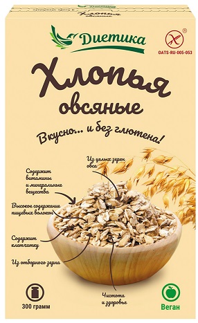 Диетика Хлопья Овсяные 300г