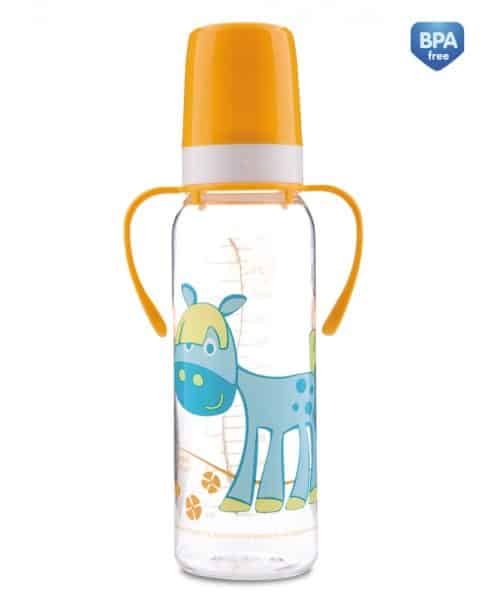 Бутылочка Пластиковая CANPOL BABIES 250мл Соска Силиконовая уз/г с ручками 12м+ (цв.в асс.)
