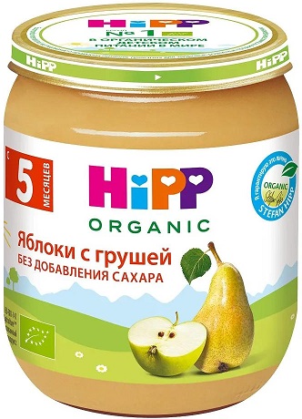Хипп Органик Пюре Яблоки с грушей 100г стекло Hipp
