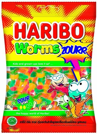 Haribo Worms Zourr Жевательный мармелад Червячки с кислинкой 80г