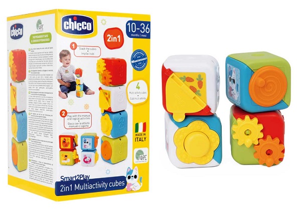 CHICCO Игрушка развивающая 2в1 Кубики Монтессори