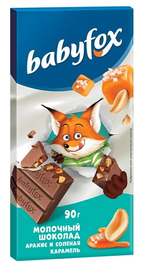 Babyfox Шоколад Молочный плитка с Арахисом и сол. карамелью 90г