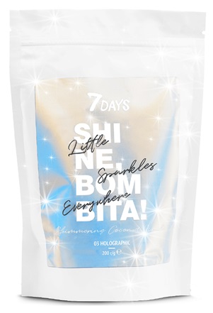 7 Days Holographic Мерцающий кокосовый скраб для тела 200 мл Shine Bombita!