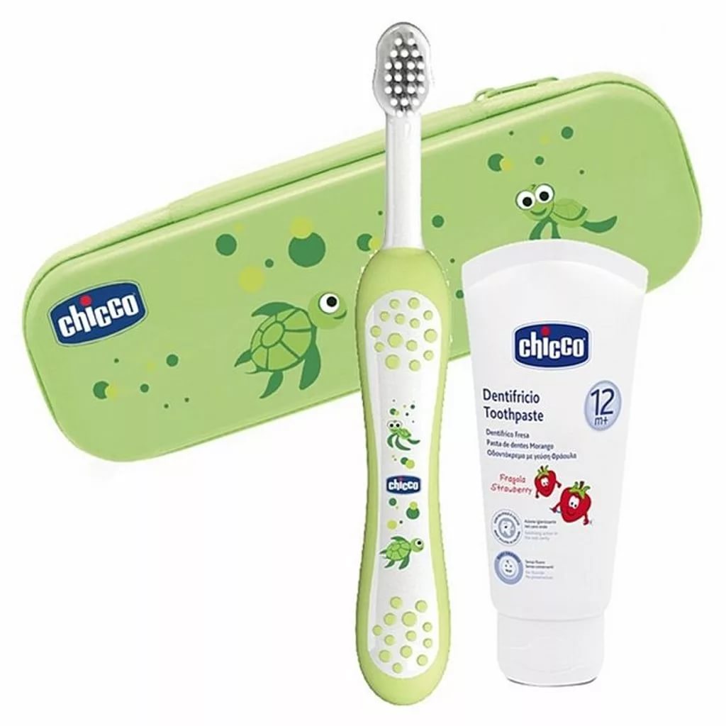 CHICCO Зубная щетка и паста зеленый +12 мес