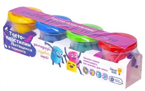 Набор для творчества Тесто-пластилин Светящееся в темноте 4 цвета TA1021V Genio Kids