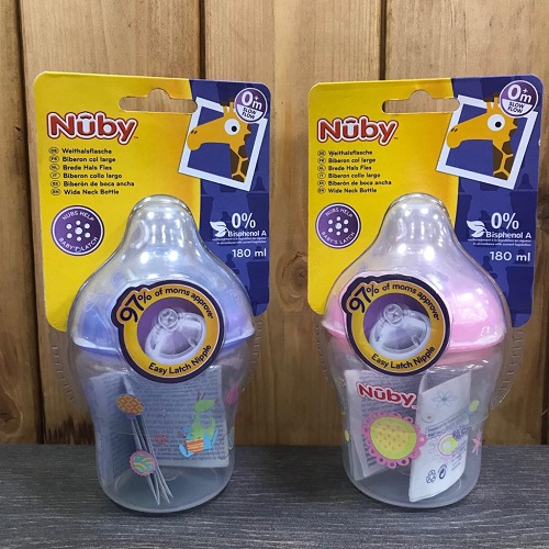 Бутылочка Пластиковая NUBY 180мл с ш/г Соска Силиконовая 0м+ (цв.в асс.) 1193
