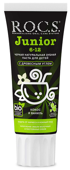 Зубная паста ROCS Junior Кокос и ваниль 6-12лет 74г РОКС