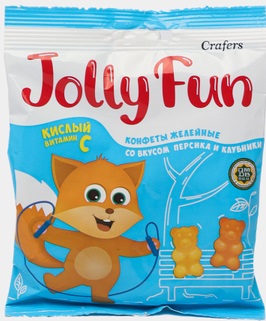 Jolly Fun Конфеты желейные Персик-клубника 70г  &