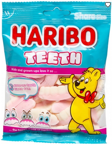 Haribo Teeth Жевательный мармелад Зубы 28г