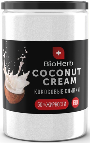 Кокосовые сливки 250г сухие BioHerb банка 
