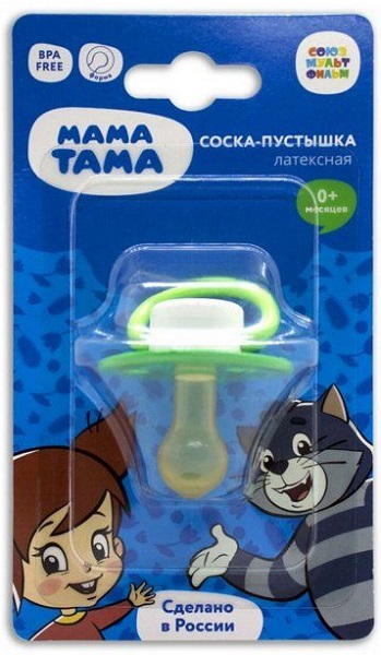 Соска-Пустышка Латекс МАМА ТАМА Галчонок зеленый 0-6м (1шт) MT/014