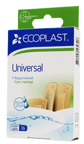 Ecoplast Пластырь медицинский полимер Universal 72*19мм (8шт) и 38*38мм (8шт)