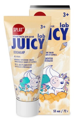 Зубная паста SPLAT Juicy Lab Детская Пломбир 55мл без фтора