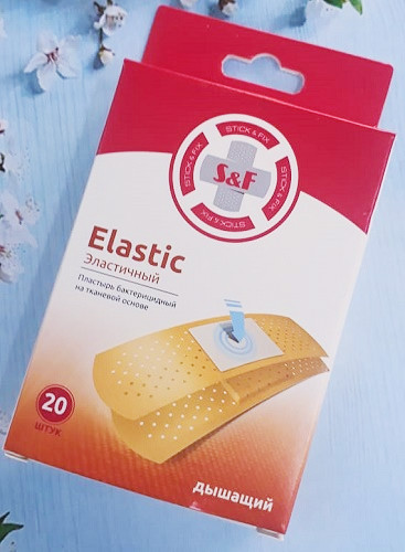 Лейкопластырь Бактерицидный S&F 20 шт 19*72 мм Elastic Эластичный Дышащий STICK&FIX