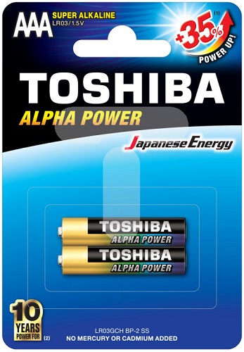 Батарейка TOSHIBA ААА ( 2 шт ) ( LR03 ) 1.5V Alpha Power >