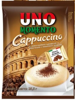Uno Momento Кофейный напиток Капучино с шок. крошкой растворимый 25,5г
