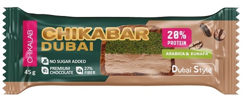 CHIKABAR Батончик глазированный Моккачино Фисташка и хрустящее тесто 45г CHIKALAB 