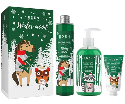 EDEN Winter mood подарочный набор №3 Green (крем для рук+ жидкое мыло+гель для душа)
