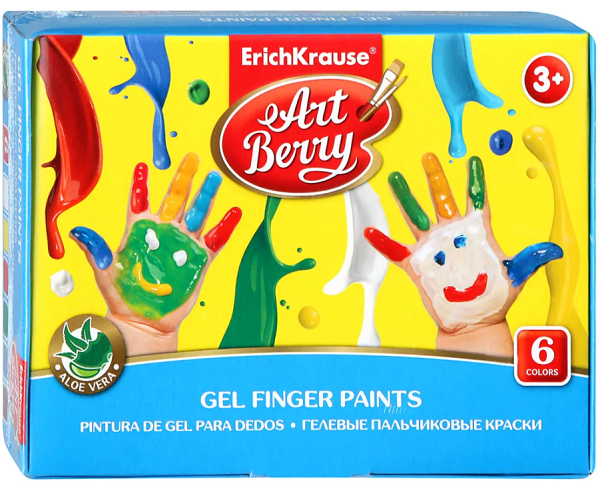 Гелевые пальчиковые краски 6 цветов с Алоэ Вера Art Berry
