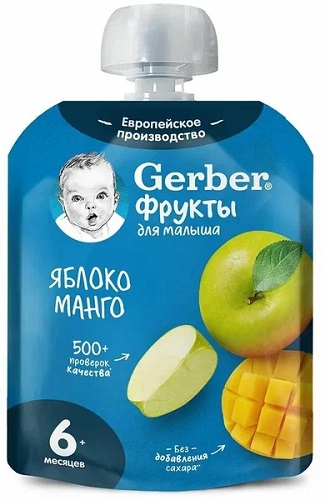 Гербер Пюре Яблоко Манго 90г Пауч 