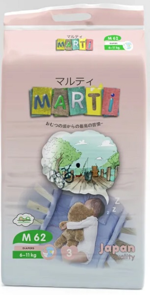 Подгузники для детей MARTI M62 ( 6-11кг ) 62шт